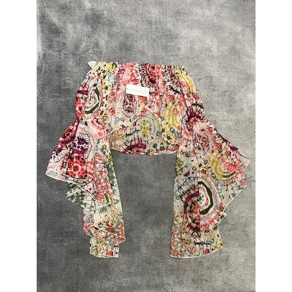 NWT Floral Off the Shoulder Bell Sleeve Blouse - Picture 4 of 7